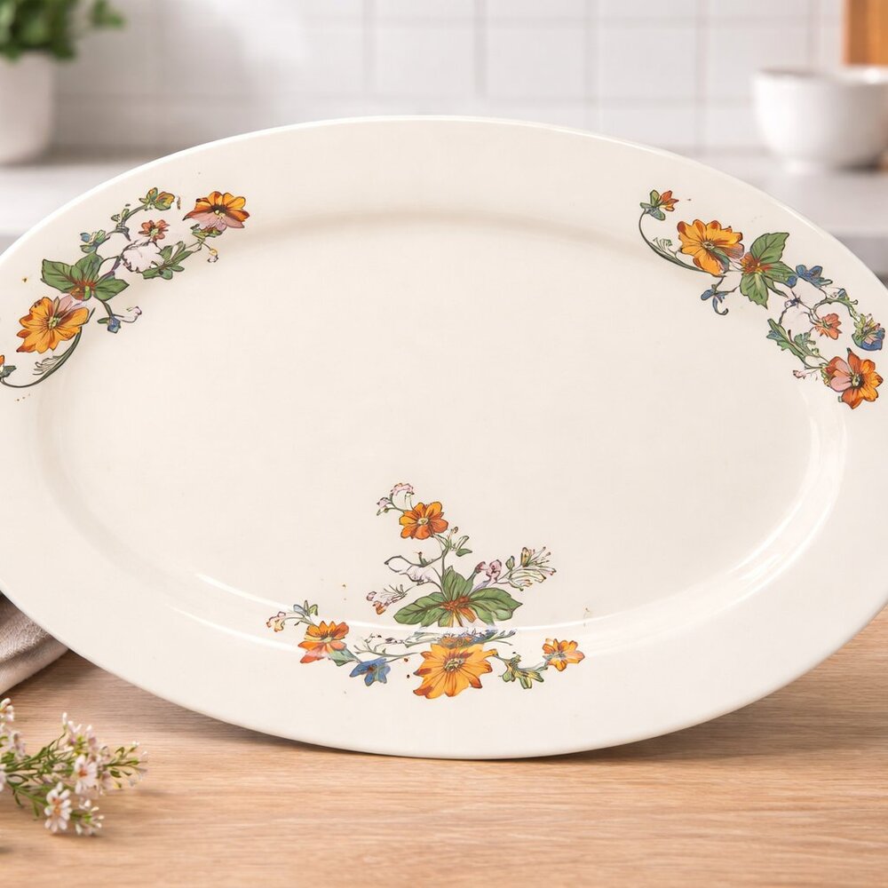 Vintage Homer Laughlin Platter July 1935 Replacement 8.5” x 11.5” Floral